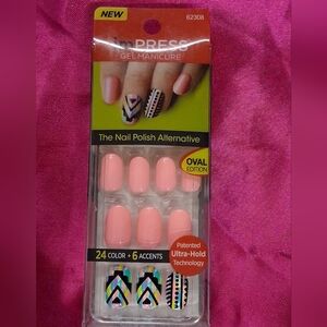 Kiss IMPRESS nails= pink/aztec